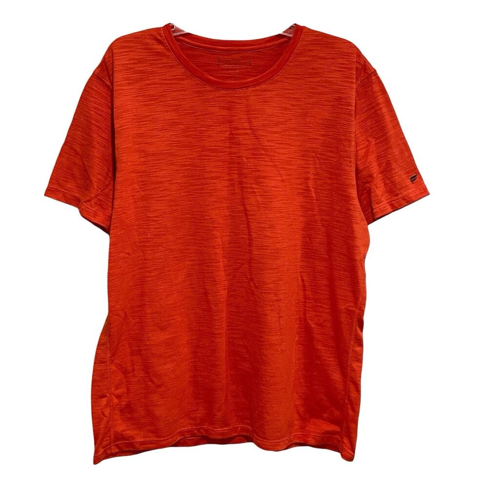 Fabletics Mens Active Front Row Tee Size XL Slim Orange Breathable Sweat Wicking